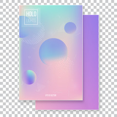 Holographic paper magic foil marble cover vector set. 