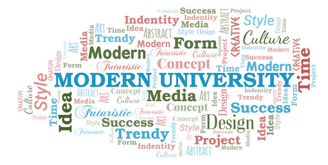 Obraz premium Modern University word cloud. Wordcloud made with text only.