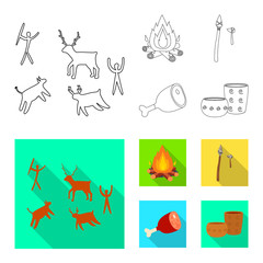 Vector illustration of evolution and neolithic icon. Set of evolution and primeval stock vector illustration.