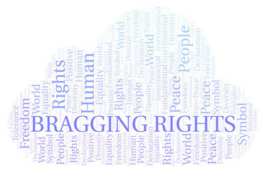 Bragging Rights word cloud. Wordcloud made with text only.