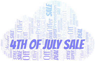 Obraz premium 4th Of July Sale Word Cloud. Wordcloud Made With Text.