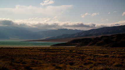Panoramic view to Orto-Tokoy Reservoir at Chu river in Naryn, Kyrgyzstan