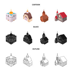 Fototapeta premium Isolated object of temple and historic icon. Set of temple and faith vector icon for stock.