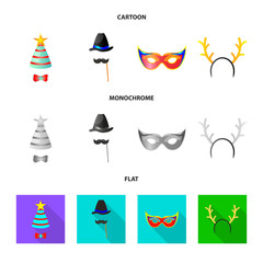 Vector illustration of party and birthday sign. Set of party and celebration vector icon for stock.