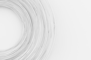 Abstract volume background with the image of a random rotating thin rings. 3D illustration