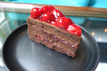 Chhocolate cake with cherry topping