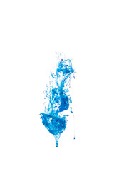 splash of blue paint. Ink in water 3