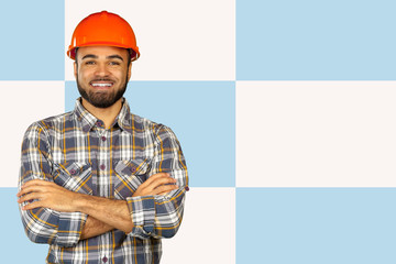 handsome happy workman