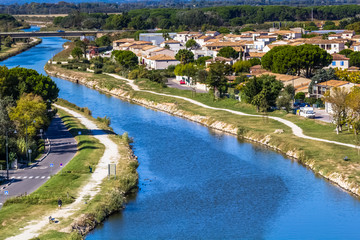 Fototapeta na wymiar Canal de Peccais, Aigues-Mortes