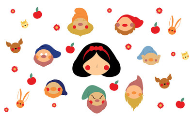 snow white fairy tale flat style cartoon vector