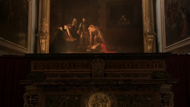 Famous Caravaggio painting in St John's cathedral in Valletta, Malta