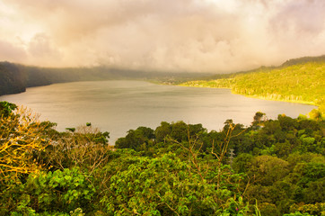 Mountain landscape in green wally with crystal lake , in Bali mountains.