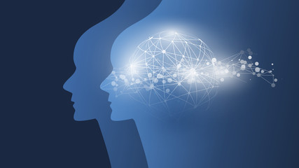 Machine Learning, Artificial Intelligence, Cloud Computing and Networks Design Concept with Geometric Network Mesh 