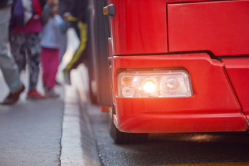 Public transportation / bus in urban surroundings on the street.