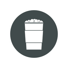 Vector icon of ice tea in a cup for take away. Trasparent, no fill on cup. Isolated in circle.