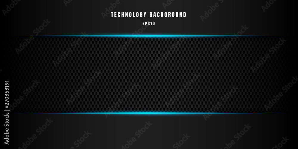 Wall mural template abstract technology style metallic blue shiny color black frame layout modern tech design c