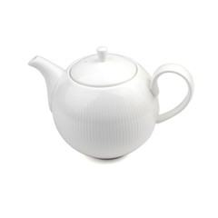 white ceramic teapot shiny isolated