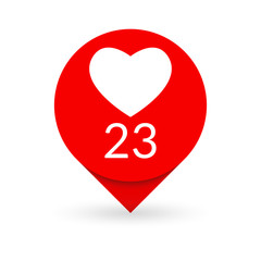 Like Heart icon. Social media button. Like counter notification. Vector illustration.