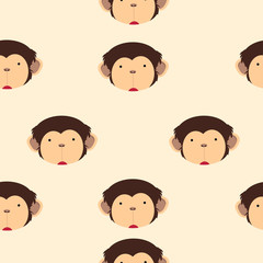 Cute head monkey cartoon Seamless pattern