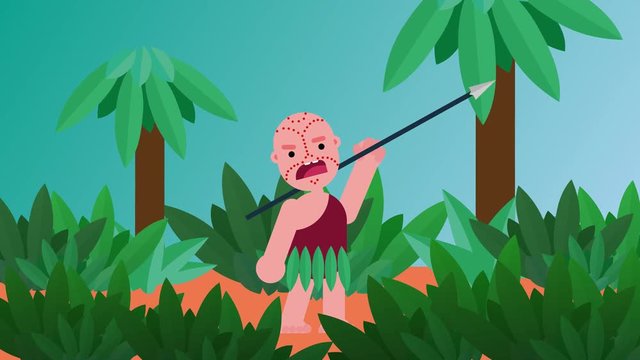 Canibal Tribe Man in Jungle