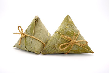 Sticky rice dumpling or Zongzi (Pyramid-shaped dumpling made by wrapping glutinious rice in bamboo...