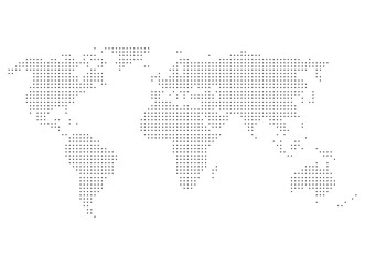Weltkarte aus grauen Punkten auf weißem Hintergrund