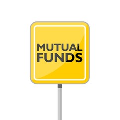 Yellow Warning Mutual Funds Road Sign