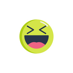 Smiling Face With Open Mouth emoticon flat icon, Laughing face emoji vector sign, Happy smiley colorful pictogram isolated on white. Symbol, logo illustration. Flat style design