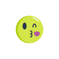 Blowing a heart kiss emoticon flat icon, Kissing face emoji vector sign, colorful pictogram isolated on white. Symbol, logo illustration. Flat style design