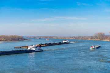 Fototapeta na wymiar industrial ships on the Rhine river