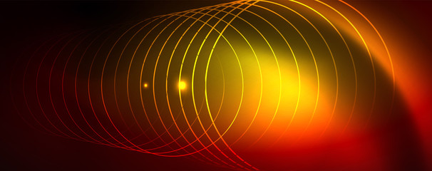 Neon glowing techno lines, hi-tech futuristic abstract background template, vector