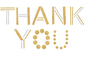 Thank you text paper cut on white background - isolated