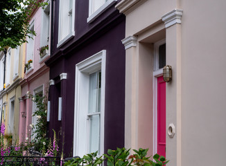 Fototapeta na wymiar Facade of typical houses Notting hill district in London