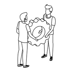 young men lifting gear machine settings