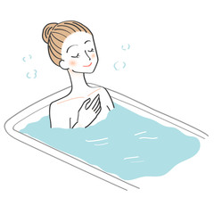 女性　美容　ボディケア　入浴　風呂　イラスト