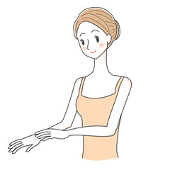 女性　イラスト　美容　ボディケア　クリーム　紫外線