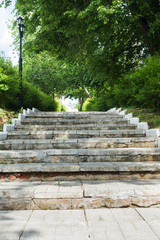 Stone staircase in the Park for walks. Vertically