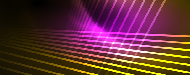 Obraz premium Shiny color neon light with lines, abstract wallpaper, shiny motion, magic space light. Techno abstract background