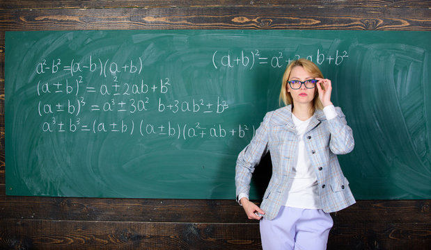 Preparing to the exams. teacher on school lesson at blackboard. woman in classroom. Study and education. Modern school. Knowledge day. Back to school. Teachers day. Home schooling. serious woman