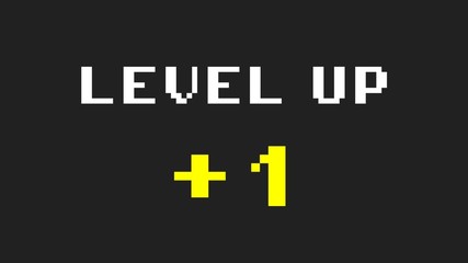 A simple flat videogame screen illustration, with the text Level up - Plus one.