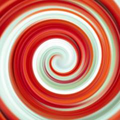 Abstract illustration: a spiral of red and white paint, flowing toward the center.