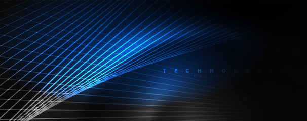 Shiny color neon light with lines, abstract wallpaper, shiny motion, magic space light. Techno abstract background