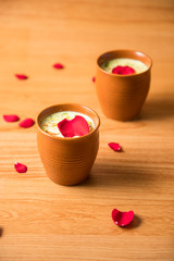 Holi festival, Traditional Maharashtrian food on the occasion of Holi. Puranpoli made of Jaggery. And cold drink made of curd.
