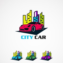 Obraz premium city car set logo vector with modern touch concept, icon, element, and template for company
