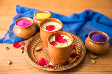 Holi festival, Traditional Maharashtrian food on the occasion of Holi. Puranpoli made of Jaggery. And cold drink made of curd.