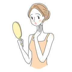女性　美容　スキンケア　悩み　鏡