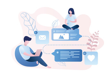 People with smart gadgets,online talking and chatting,social network