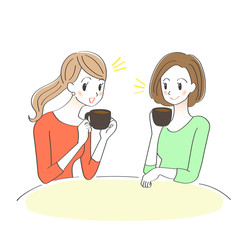 女性　お喋り　お茶　友人