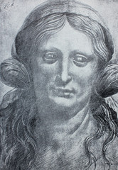 Etude for the Saint Anne  by Leonardo Da Vinci in a vintage book Leonard de Vinci, author A. Rosenberg, 1898, Leipzig