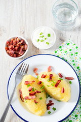 Cepelinai (zeppelins) on wooden surface